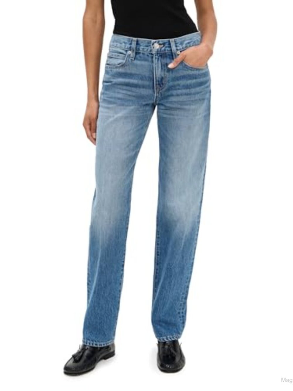 SLVRLAKE Ellie Low Rise Relaxed Straight Leg Jeans 100% Cotton Non-Stretch
